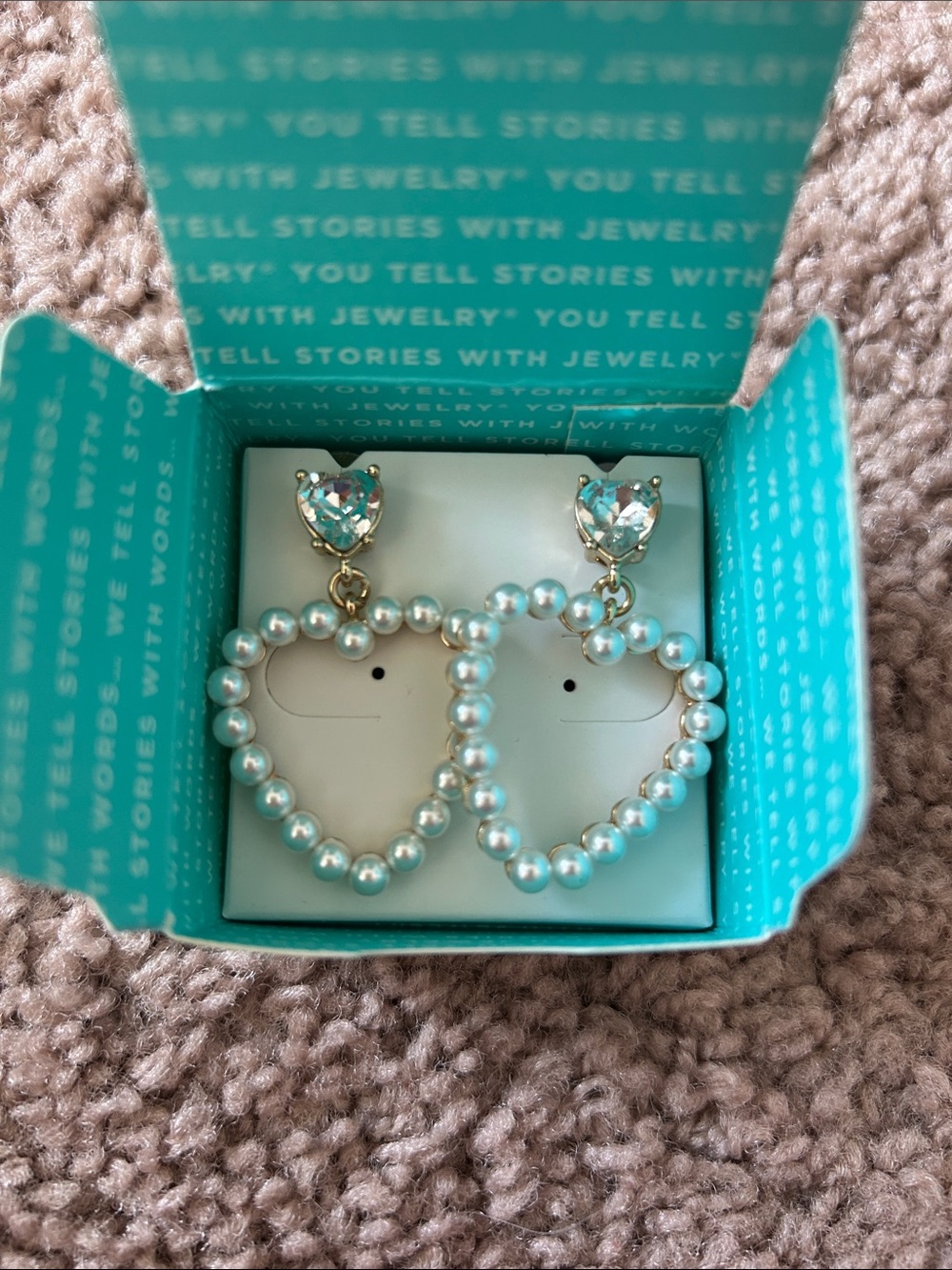 Pearl Heart Drop Earrings with Crystal Studs